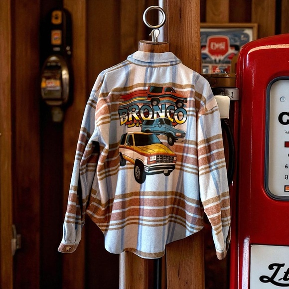 Ford Bronco Graphic Plaid Shirt - Blue and Brown - Picture 1 of 7